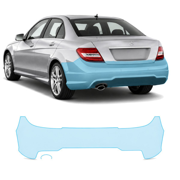 Антигравийная защитная бронепленка по лекалам для Mercedes-Benz C-Class W204 facelift 2011-2014 - задний бампер