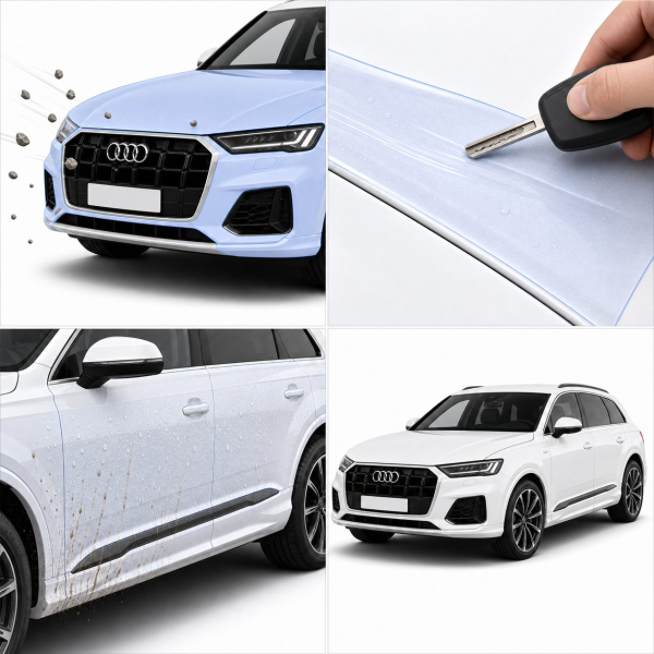 Антигравийная защитная бронепленка по лекалам для Audi Q7 4M second facelift 2024- задний бампер
