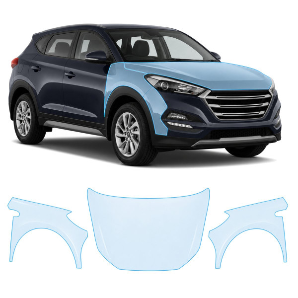 Антигравійна захисна бронеплівка за лекалами для Hyundai Tucson TL 2015-2018 - капот і передні крила