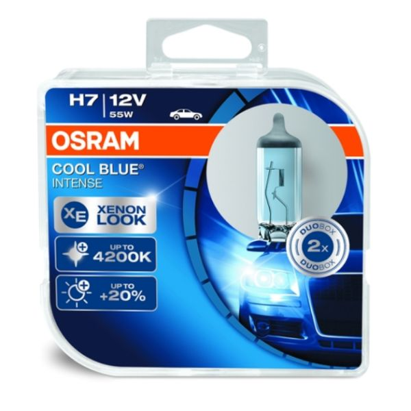 Автолампа галогенна Osram Cool Blue +20% H7 55W 12V 4200K 2 шт (64210CBI-HCB BOX)