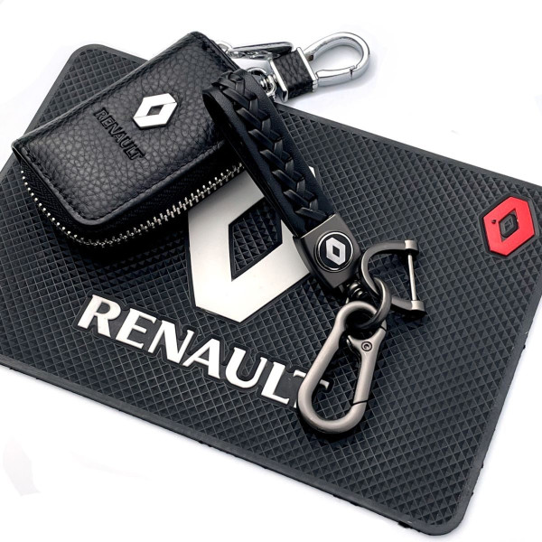 Автонабір №44 для Renault / Килимок панелі / Брелок з карабіном та чохол для автоключів з логотипом