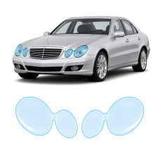 Антигравийная защитная бронепленка по лекалам для Mercedes-Benz E-Class W211 facelift 2006-2009 - оптика (фары и ПТФ)