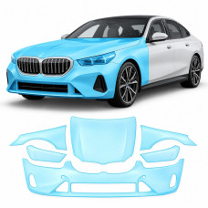 Антигравійна захисна бронеплівка за лекалами для BMW 5 Series G60 2023- передня частина авто (капот бампер фари крила)