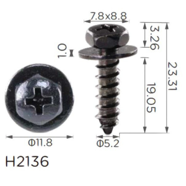 Саморіз з шайбою Toyota, Lexus (539242030 , 7539242030, 75392-42030, 18814) (H2136)