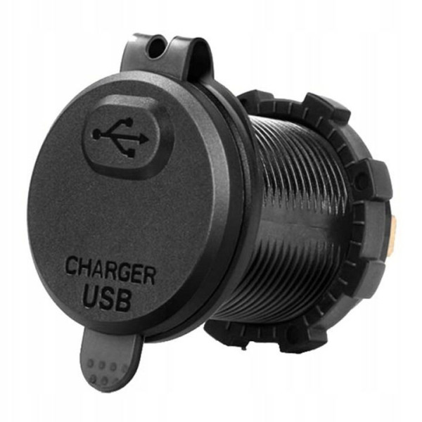 Гніздо Прикурювача під 1 USB Вольтметр DC 12-24V 5V підсвічування з різьбленням P10 Green QC 3.0 (Вимикач)