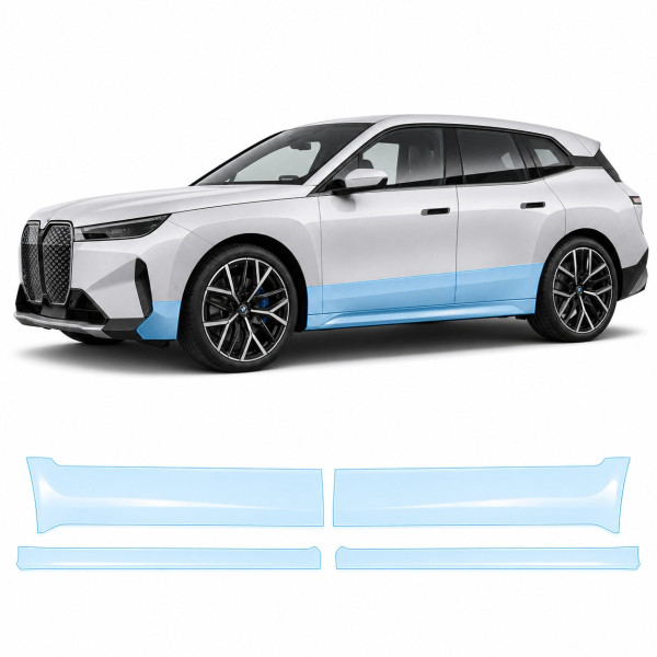 Антигравийная защитная бронепленка по лекалам для BMW iX I20 2021- нижняя зона кузова пороги