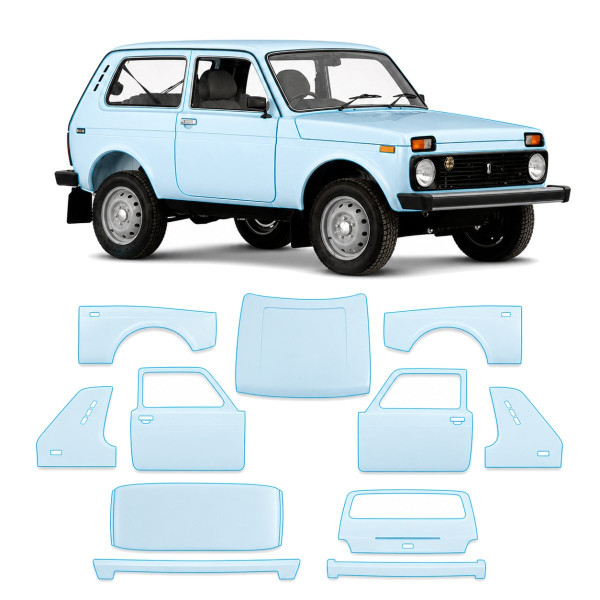 Антигравійна захисна бронеплівка за лекалами для LADA Niva 2121 1977-2020 - повний кузов