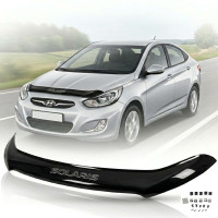 Дефлектор капоту мухобійка для Hyundai Accent Solaris 2010-2014 короткая Євро Кріплення (Vip Tuning) HYD100
