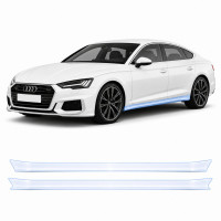 Антигравийная защитная бронепленка по лекалам для Audi A5 F5 facelift 2020-2024 - нижняя зона кузова пороги