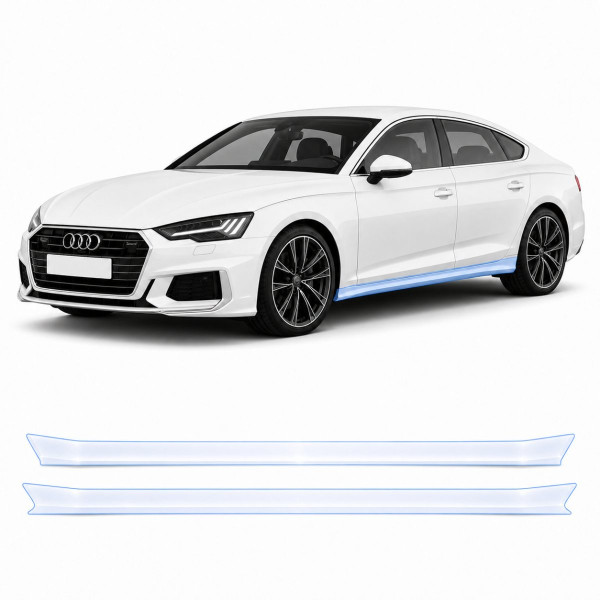 Антигравийная защитная бронепленка по лекалам для Audi A5 F5 facelift 2020-2024 - нижняя зона кузова пороги