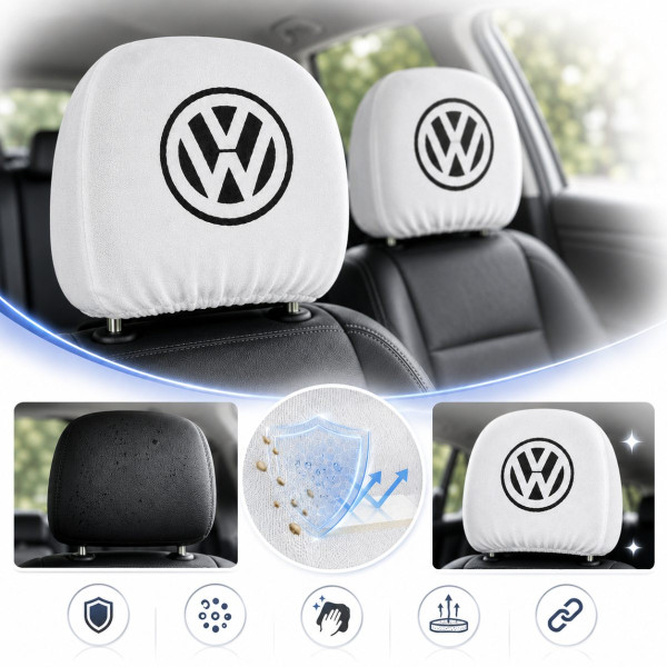Чехлы для подголовников Универсальные Volkswagen Белые 2 шт