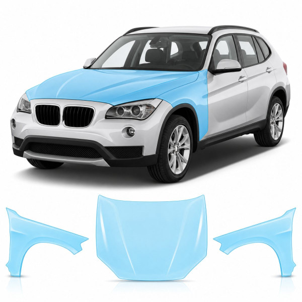 Антигравийная защитная бронепленка по лекалам для BMW X1 E84 2009-2015 - капот и передние крылья