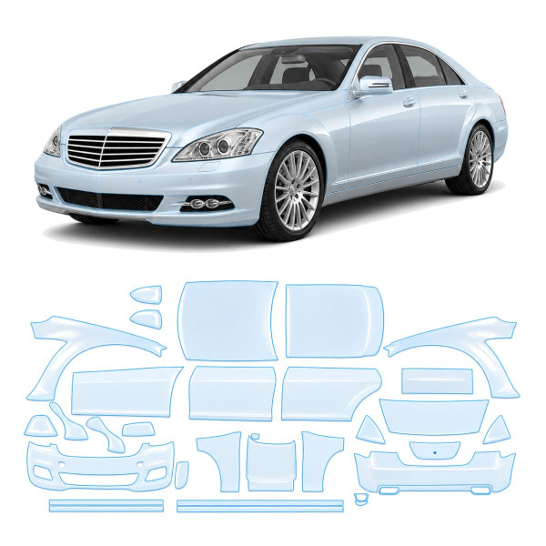 Антигравийная защитная бронепленка по лекалам для Mercedes-Benz S-Class W221 facelift 2009-2013 - полный кузов