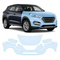 Антигравійна захисна бронеплівка за лекалами для Hyundai Tucson TL 2015-2018 - передня частина авто (капот бампер крила))
