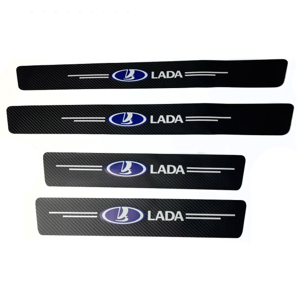 Защитная пленка накладка на пороги для Lada Черный Карбон 4 шт