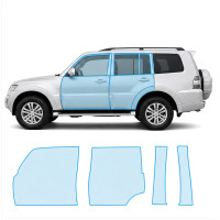 Антигравійна захисна бронеплівка за лекалами для Mitsubishi Pajero IV facelift 2015-2021 - зони дверей і стійки вікон