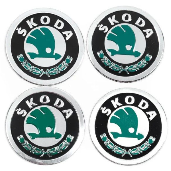 Наклейка на ковпак Skoda 90 мм зелений 4 шт