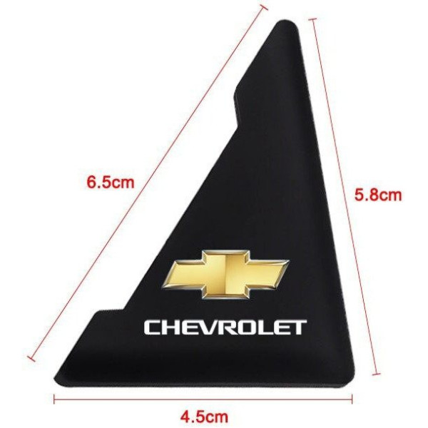 Захист кутів дверей Chevrolet 2 шт Гумові 45х58х47 мм на скотчі Чорні Посилені (протиударні чохли від сколів)