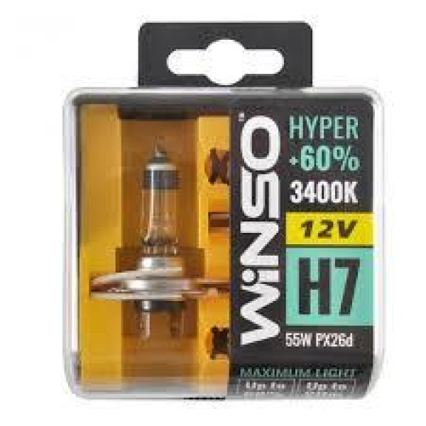 Автолампа галогенная Winso Hyper + 60% / H7 / 55W / 12V / 2 шт (712730)