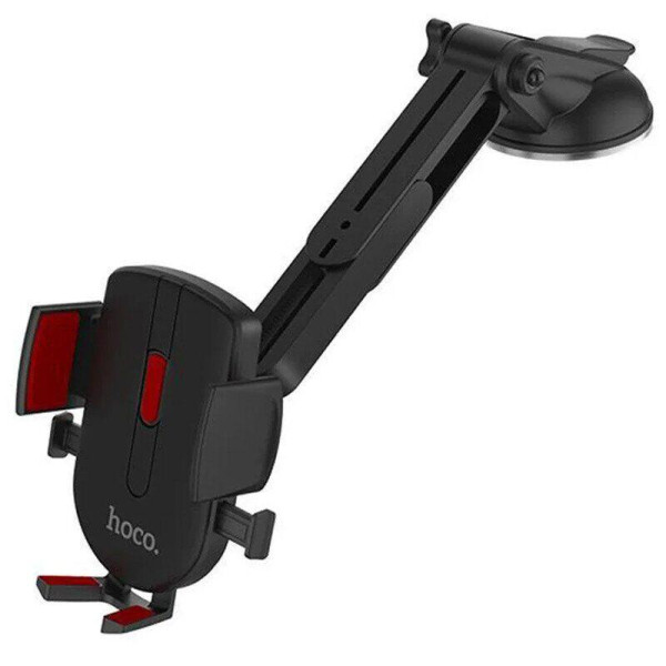 Автодержатель для телефона HOCO "CAD01" на присоске жесткая ножка Black/Red
