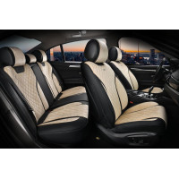 Авточохли для сидінь Алькантара Екошкіра Elegant Torino комплект Бежеві (700 124)