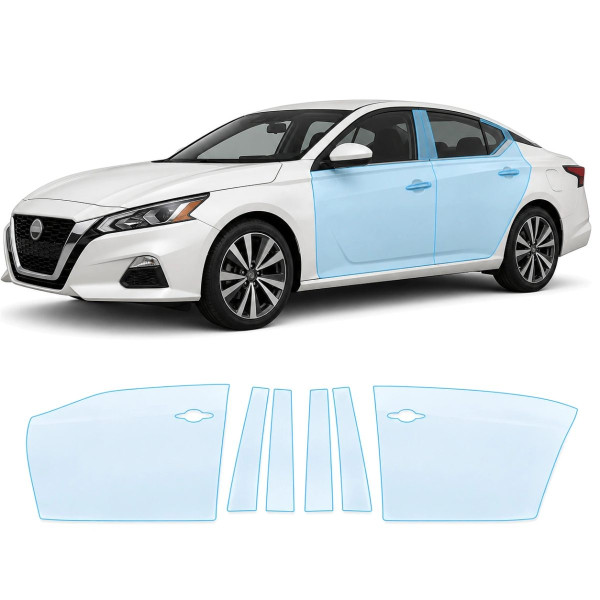Антигравійна захисна бронеплівка за лекалами для Nissan Altima L34 2019- зони дверей і стійки вікон