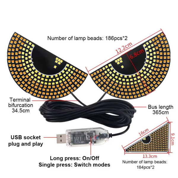 LED Підсвічування Динамічне Око USB 15 x 6 см Синій з Червоним 2 шт (Y7)