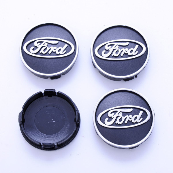 Колпачки на литые диски Ford 60х55 мм объемный логотип Черные 4 шт