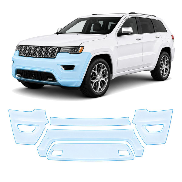 Антигравийная защитная бронепленка по лекалам для Jeep Grand Cherokee WK2 facelift 2014-2021 - передний бампер