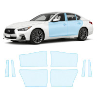 Антигравійна захисна бронеплівка за лекалами для Infiniti Q50 V37 facelift 2018-2023 - зони дверей і стійки вікон