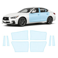 Антигравійна захисна бронеплівка за лекалами для Infiniti Q50 V37 facelift 2018-2023 - зони дверей і стійки вікон