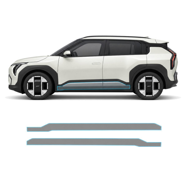 Антигравийная защитная бронепленка по лекалам для Kia EV3 I 2024- нижняя зона кузова пороги