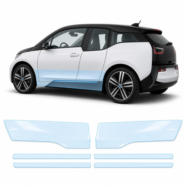 Антигравийная защитная бронепленка по лекалам для BMW i3 I01 2013-2022 - нижняя зона кузова пороги