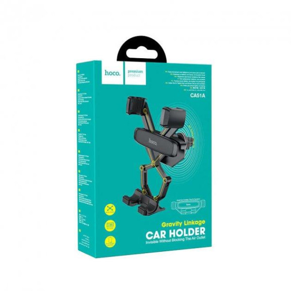 Автотримач для телефону зажим під вагою HOCO CA51A Black