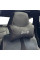 Подушка на підголівник з логотипом Jeep Екошкіра 3D Кольоровий лого Чорні-Коричневий кант 1 шт
