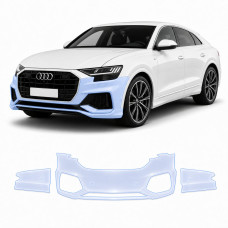 Антигравийная защитная бронепленка по лекалам для Audi Q8 4M 2018-2023 - передний бампер