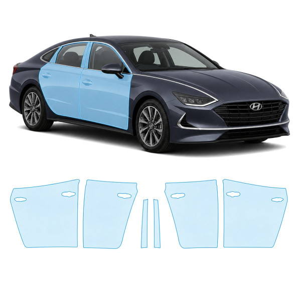 Антигравийная защитная бронепленка по лекалам для Hyundai Sonata DN8 2019-2022 - зоны дверей и стойки окон