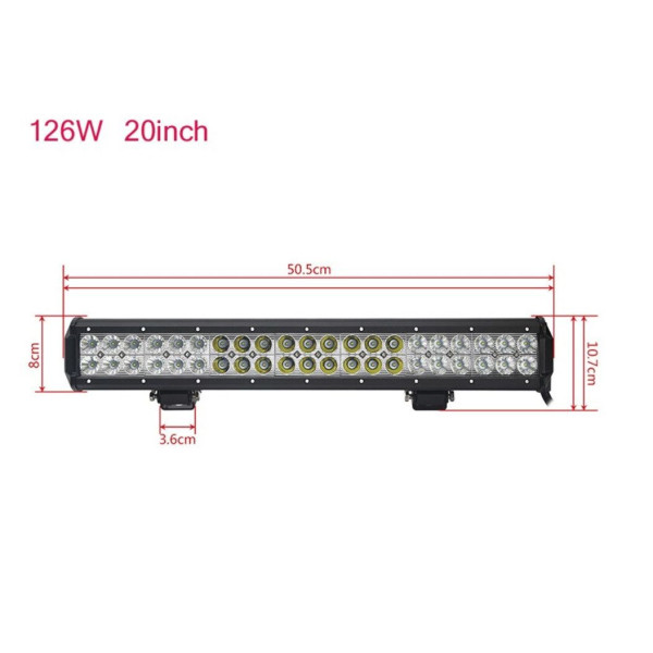 Світлодіодна балка фара LED / 500x100x65 mm / 126W / 3W * 42 / 10-30V / Ближнє та Далеке світло / 1 шт (D-126W)