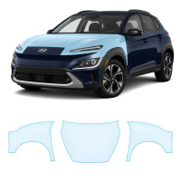 Антигравийная защитная бронепленка по лекалам для Hyundai Kona OS facelift 2021-2023 - капот и передние крылья