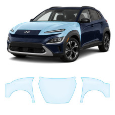 Антигравійна захисна бронеплівка за лекалами для Hyundai Kona OS facelift 2021-2023 - капот і передні крила