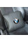Подушка на підголівник з логотипом BMW Екошкіра 3D Кольоровий лого Чорна-Чорний кант 1 шт