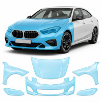 Антигравийная защитная бронепленка по лекалам для BMW 2 Series Gran Coupe F44 2019-2024 - передняя часть авто (капот бампер фары крылья)