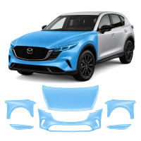 Антигравийная защитная бронепленка по лекалам для Mazda CX-5 III 2025- передняя часть авто (капот бампер фары крылья)