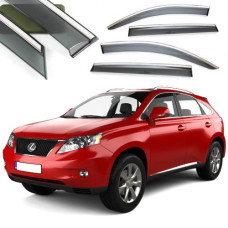 Дефлектори вікон вітровики Benke для Lexus RX 330 2003-2009- Хром Молдинг Із Нержавіючої Сталі 3D (BLXRX0323-W/S)