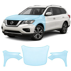 Антигравійна захисна бронеплівка за лекалами для Nissan Pathfinder R52 facelift 2017-2020 - капот і передні крила