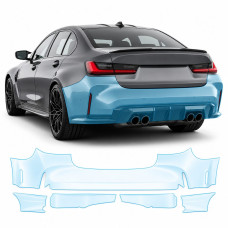 Антигравийная защитная бронепленка по лекалам для BMW M3 G80 facelift 2024- задний бампер