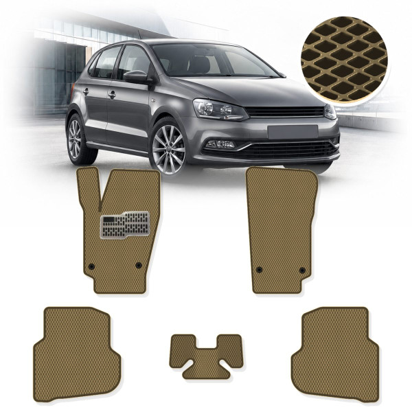 Килимки в салон EVA для Volkswagen Polo V 2009-2017 з підп'ятником Бежеві 5 шт