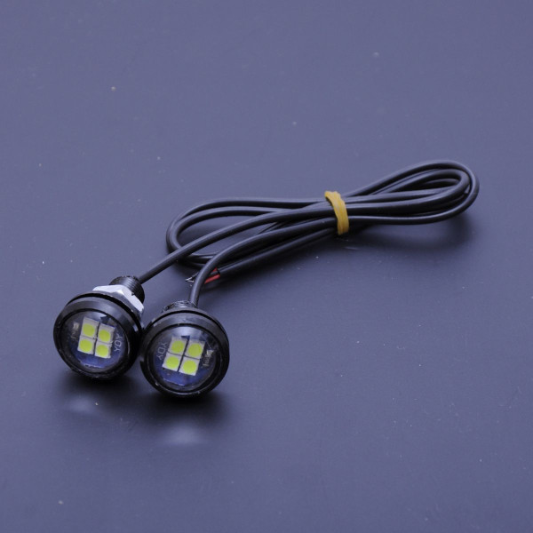 Дневные ходовые огни ДХО глазки врезные LED D23 мм / 3W / 12V / Зеленые 2 шт