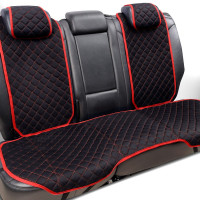 Накидки для сидений задние Алькантара Verona Premium L Черные-Красная Нить (Оригинал)