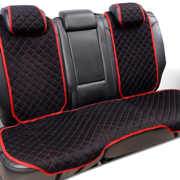 Накидки для сидений задние Алькантара Verona Premium L Черные-Красная Нить (Оригинал)